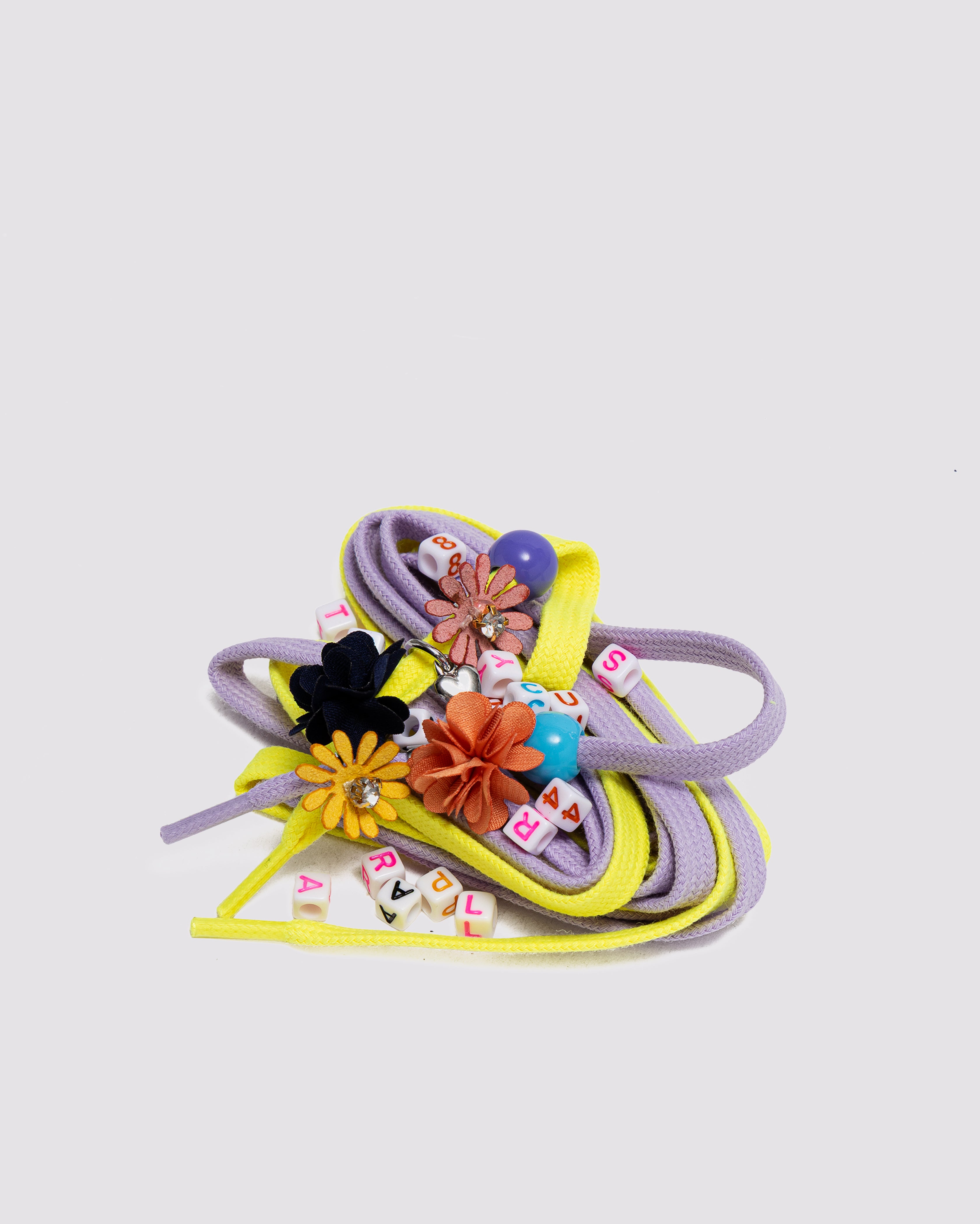 Shoelace Charms Set in Yellow & Purple – P448
