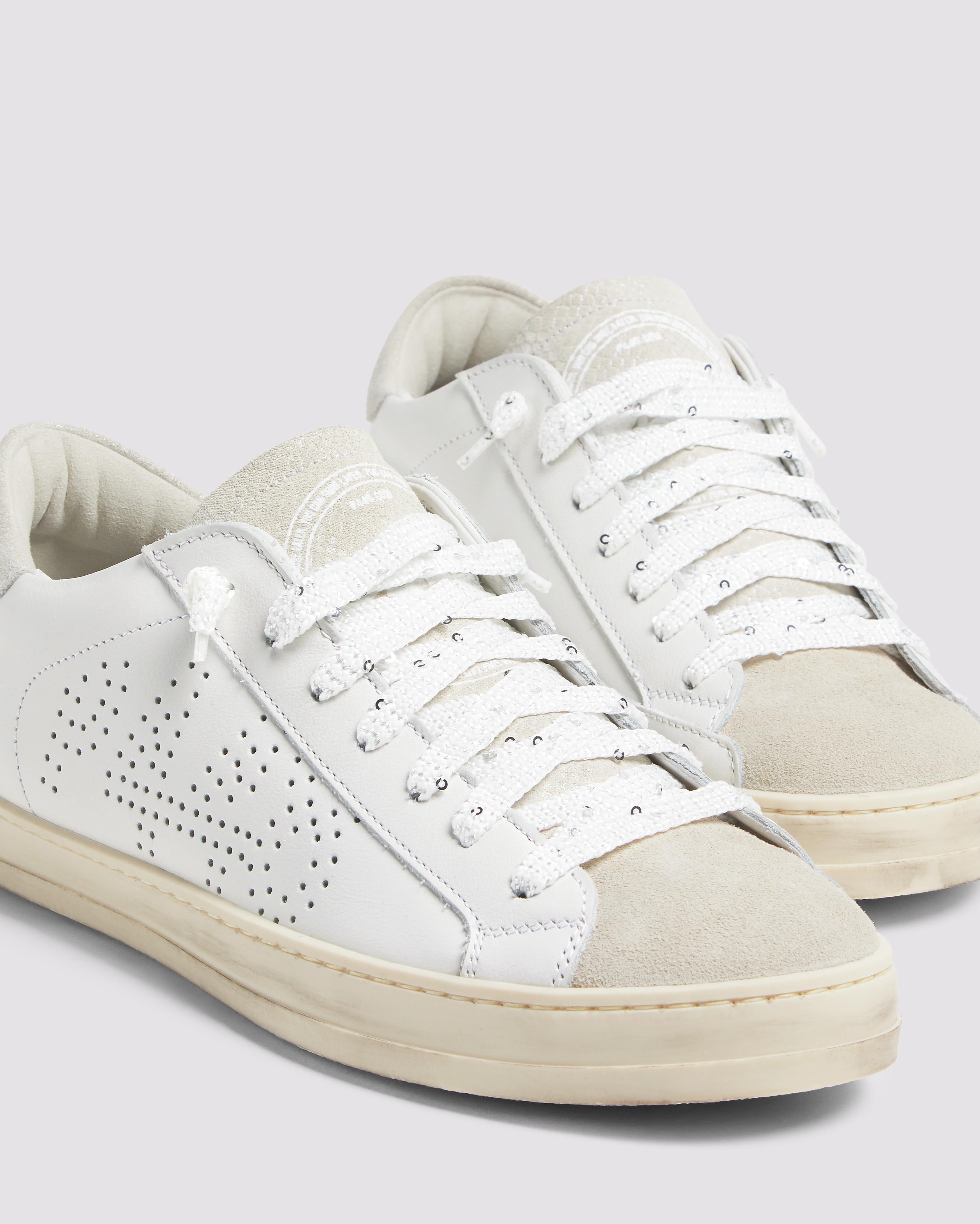 John White/Nest - Women's Low-Top White Leather Sneaker – P448