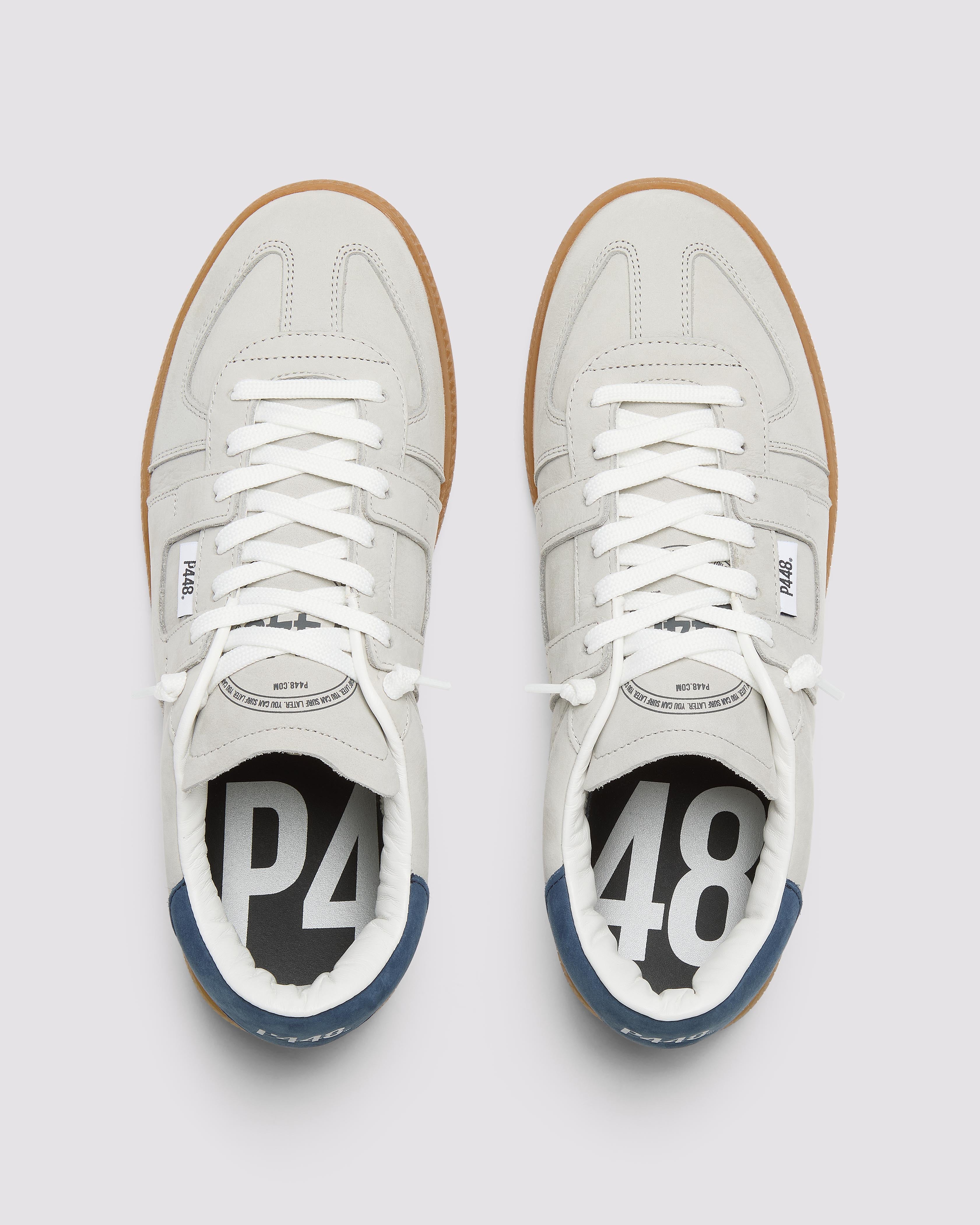 Monza Grey/Navy - Men's Low-Top Leather Sneaker – P448