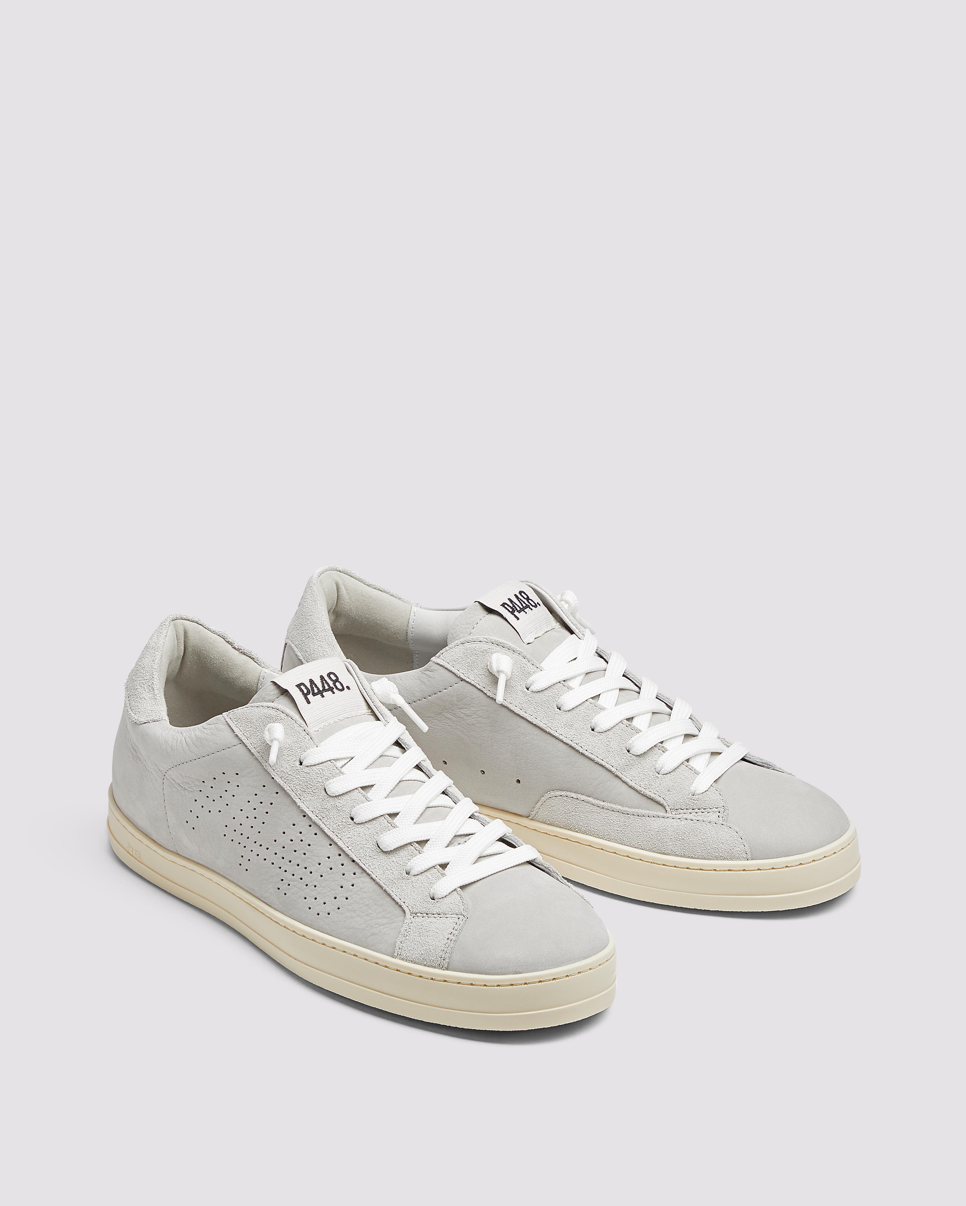 John All Grey - Men's Low-Top Leather Gray Sneaker – P448