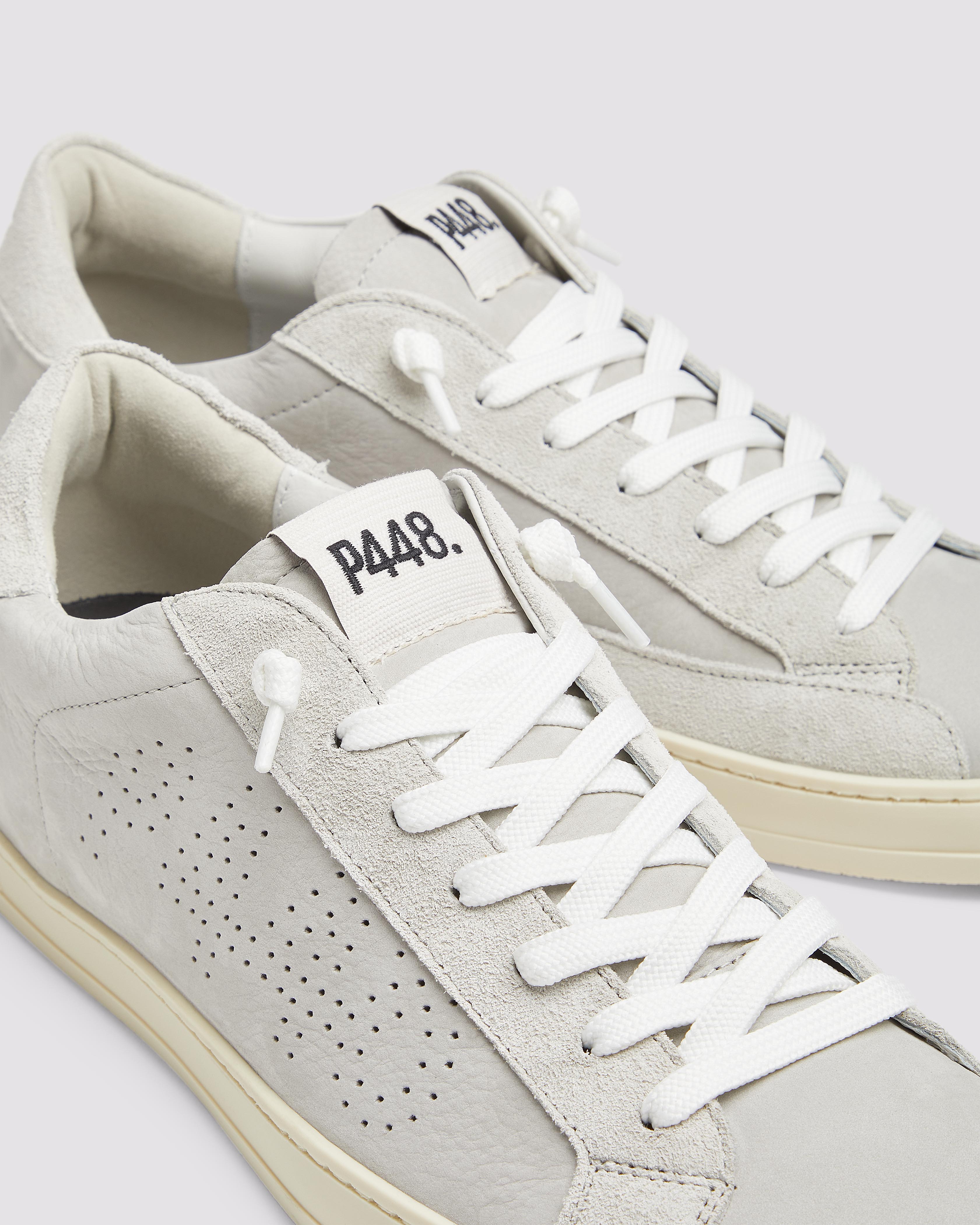 John All Grey - Men's Low-Top Leather Gray Sneaker – P448