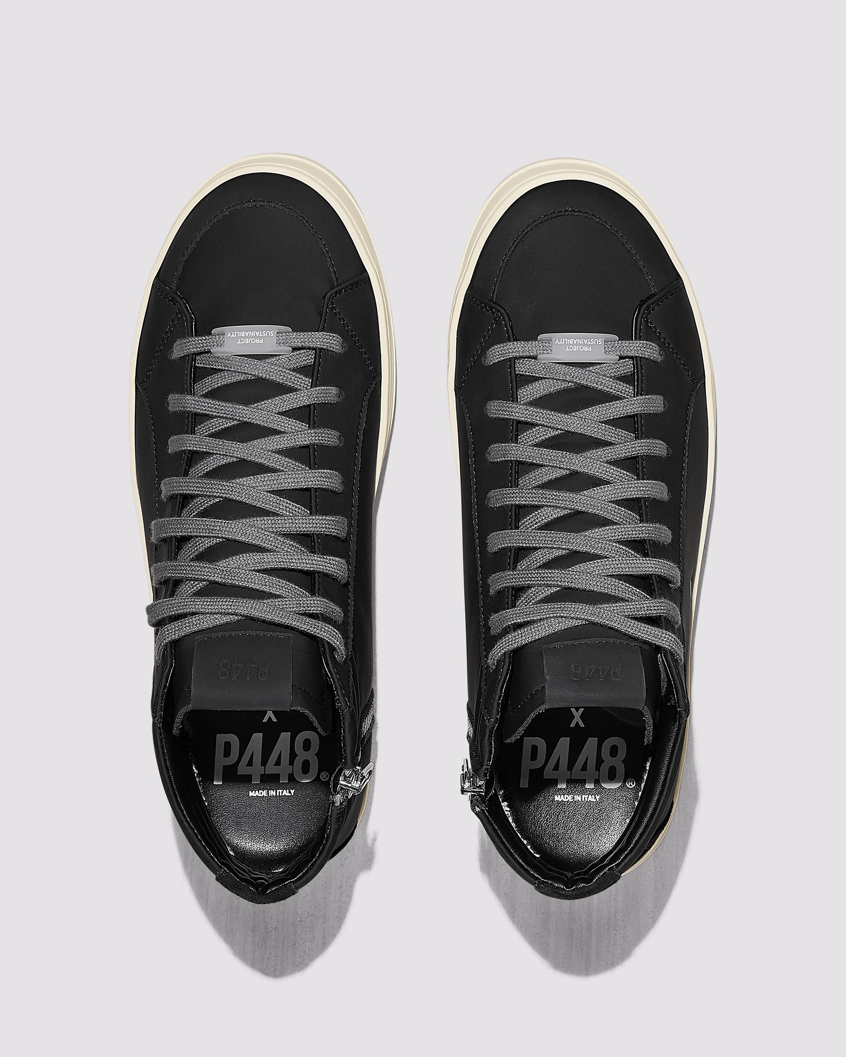 Italian Sneakers Mens P448 Skate Recycled Black Sneaker – P448