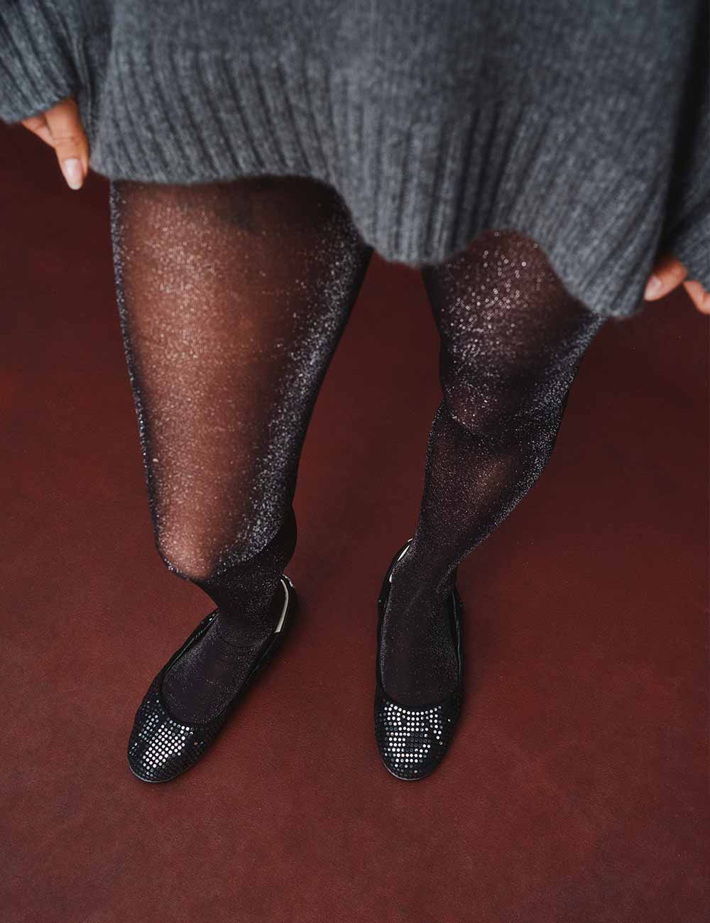 Stella Sequin - Black Silver - Women's Slip-On | P448