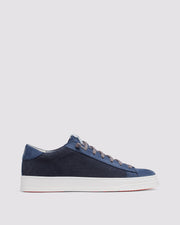 Side angle of navy blue sneakers