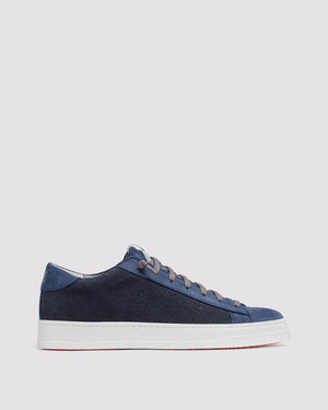 Side angle of navy blue sneakers