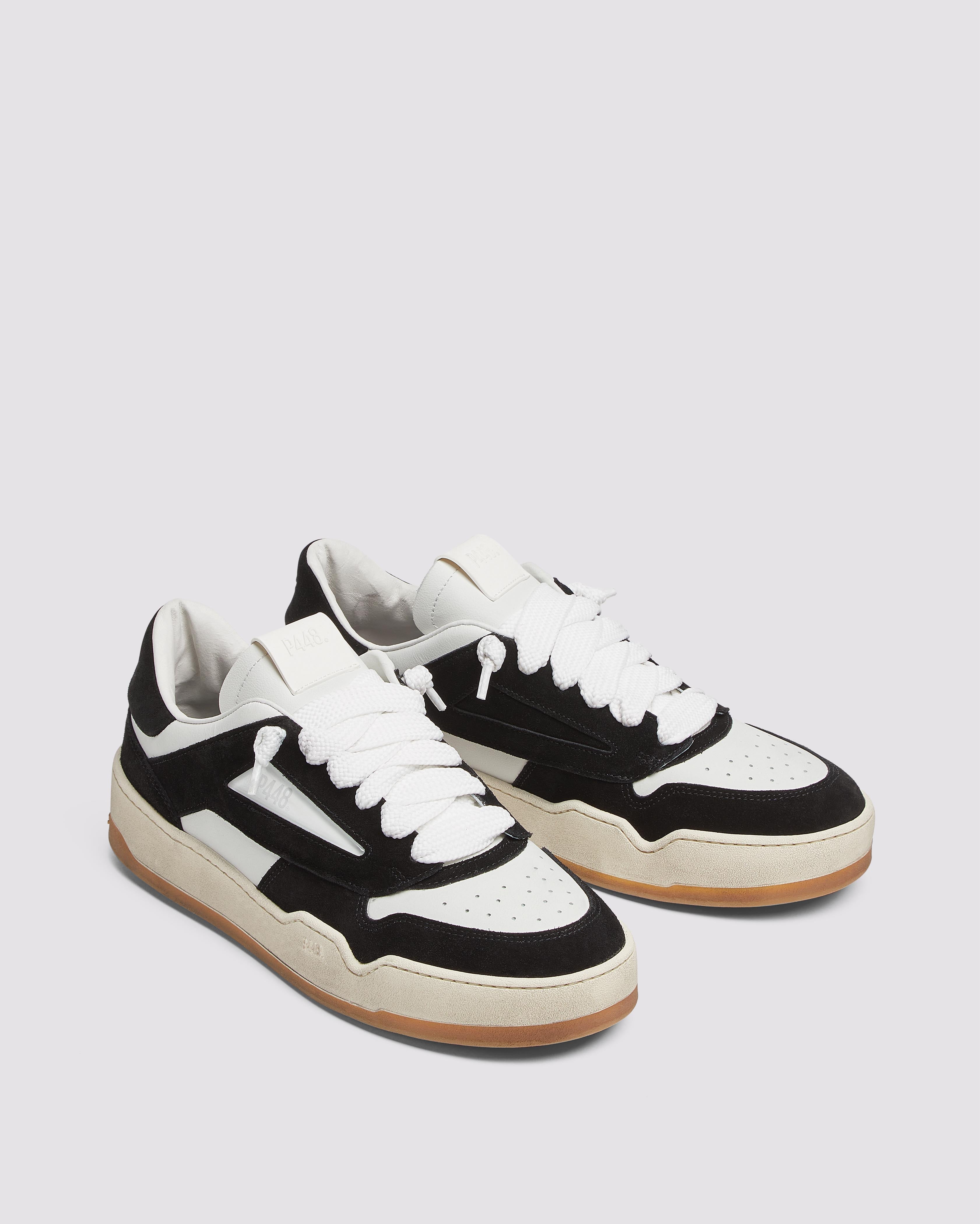 Brixton White/Black - Low-Top Leather Sneaker – P448