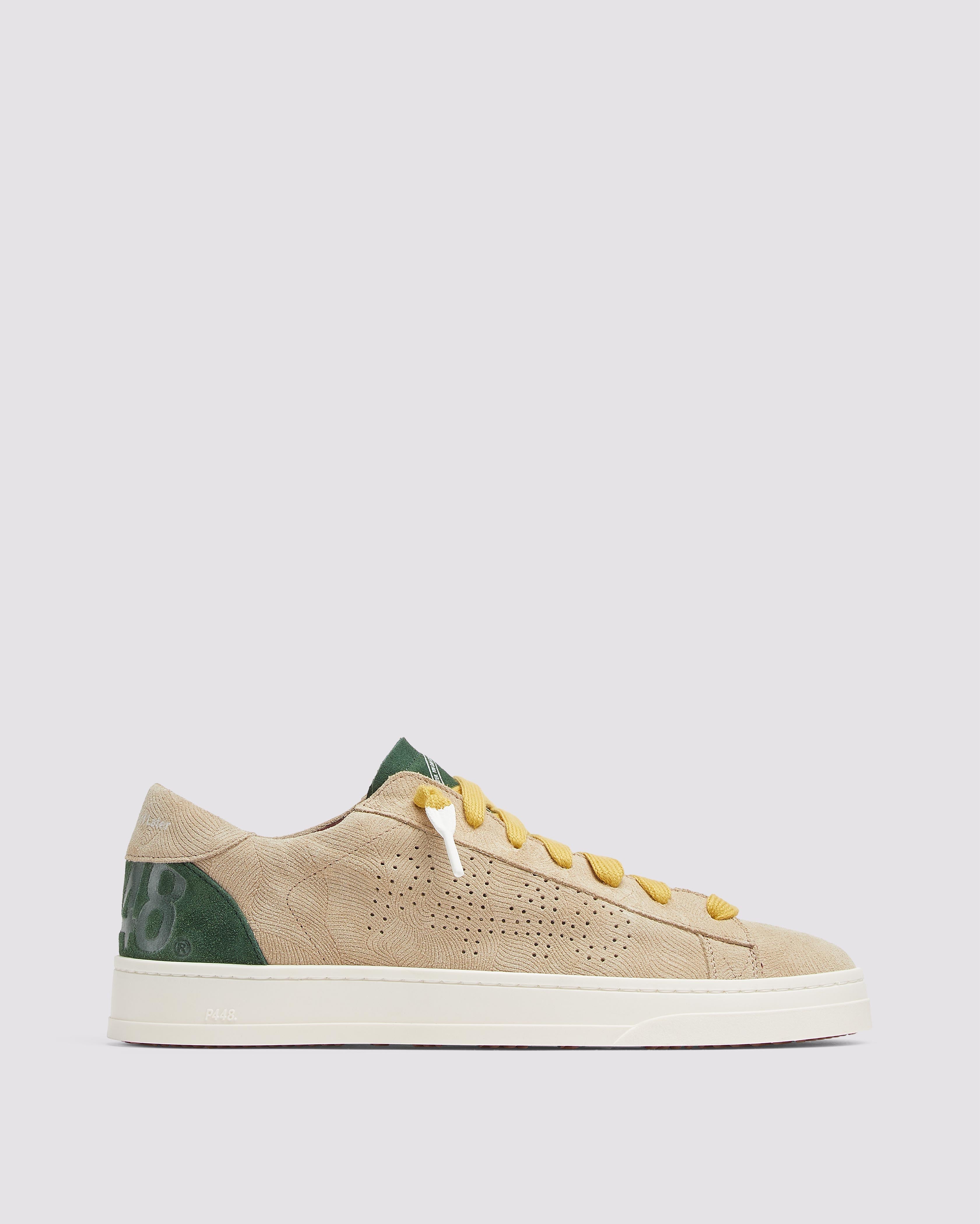 Jack White/Burgundy - Men's Leather Low-Top Sneaker – P448