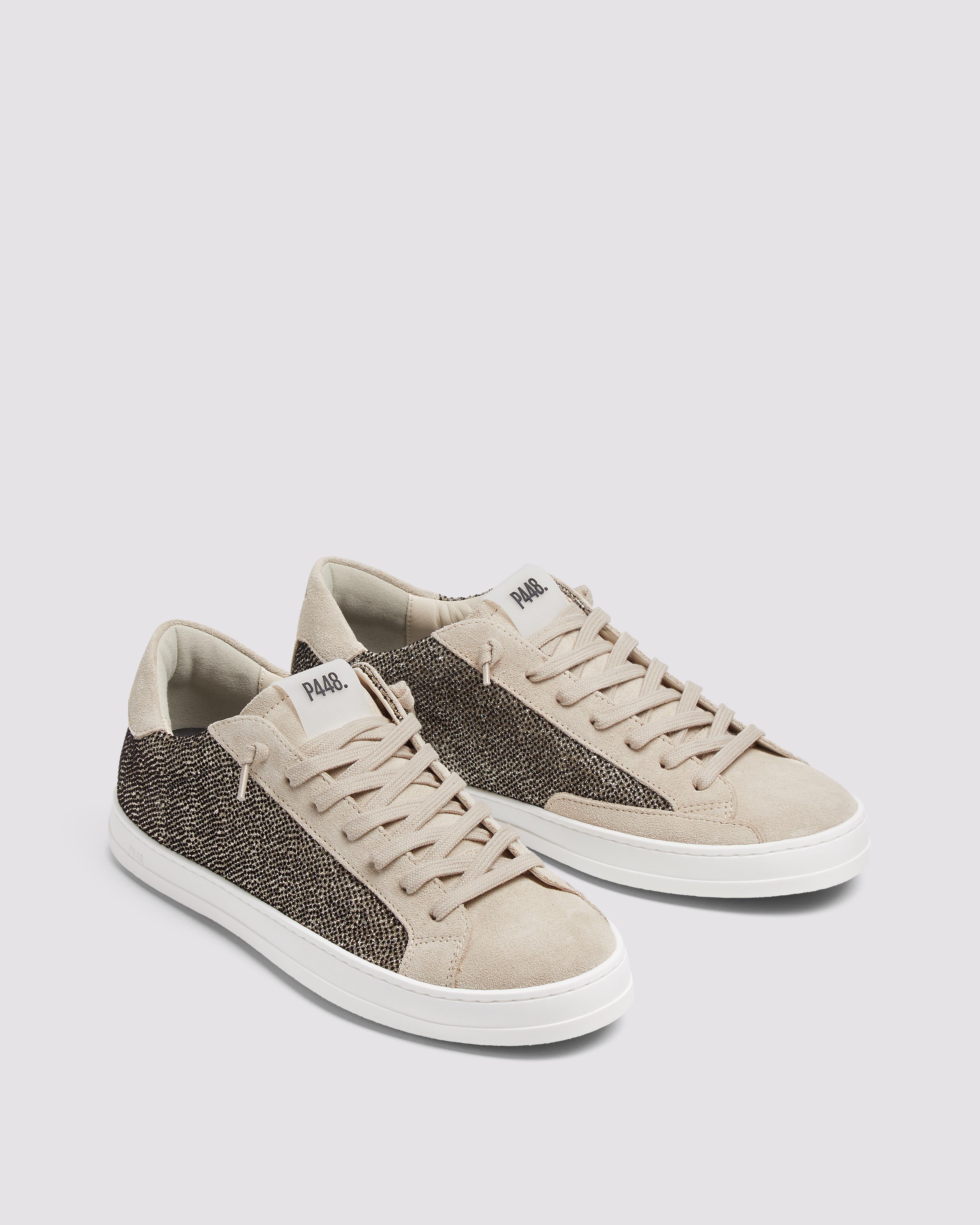 John Felix/Gold - Women's Low-Top Beige Suede & Gold Sneaker