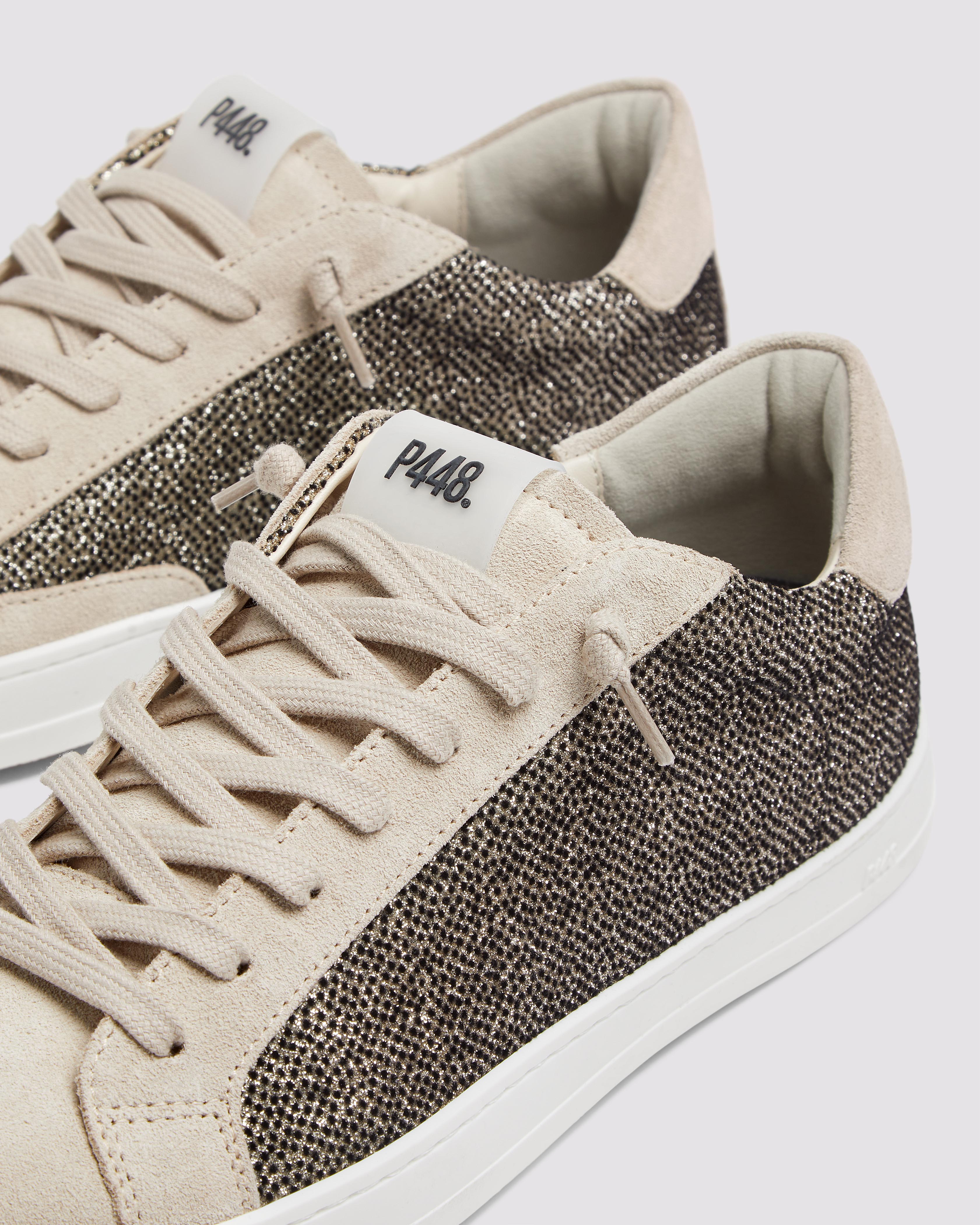 John Felix/Gold - Women's Low-Top Beige Suede & Gold Sneaker