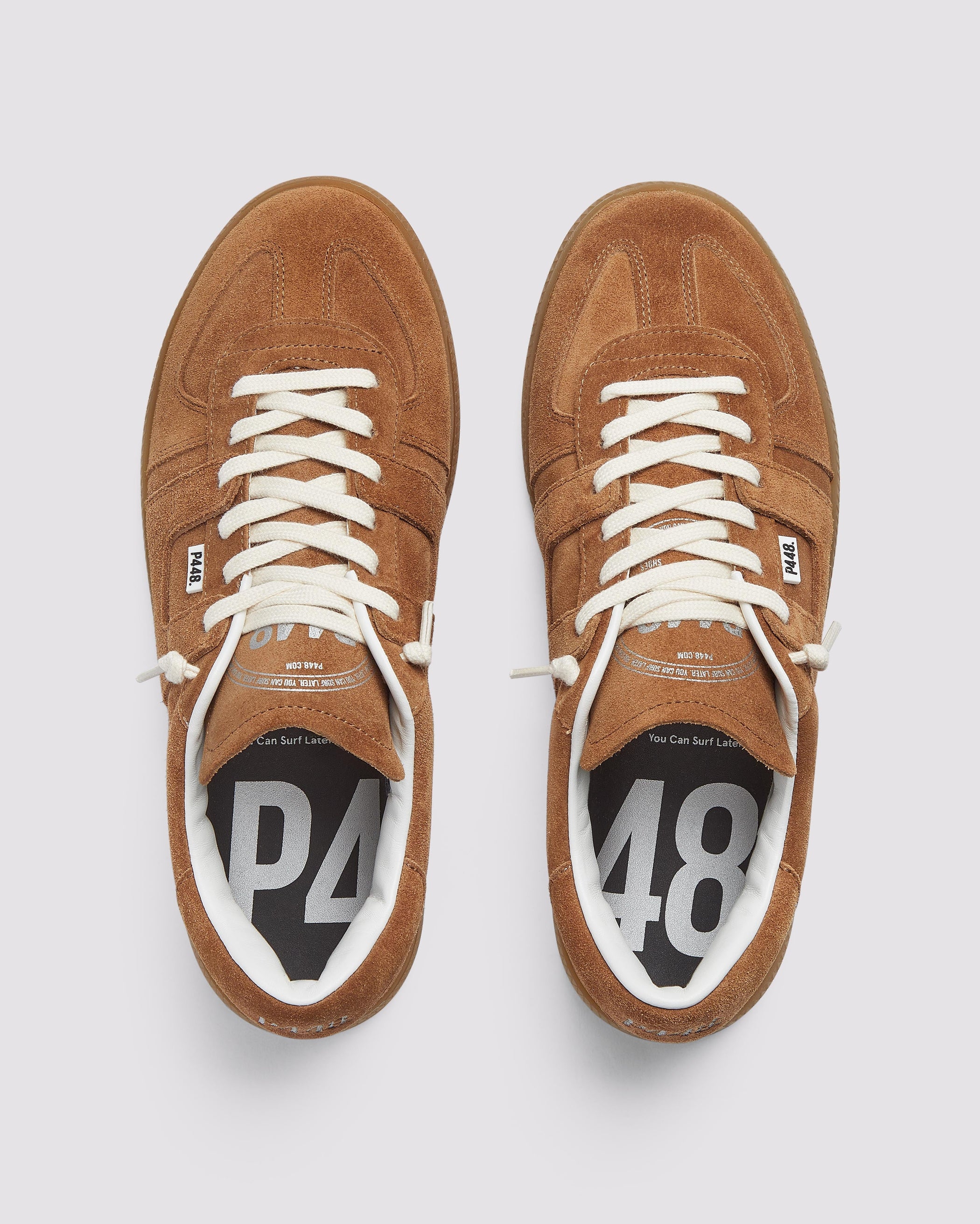 Front angle of brown sneakers