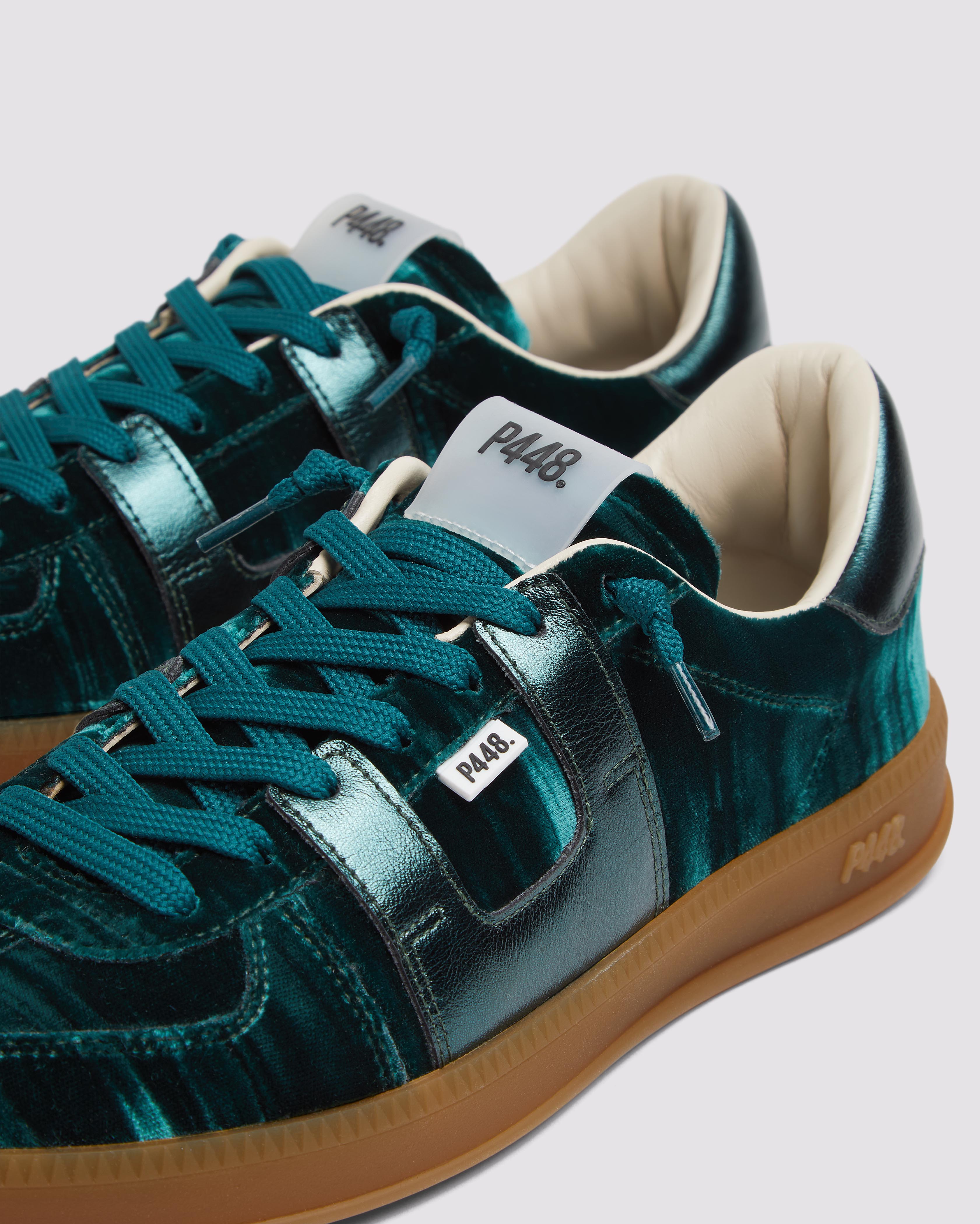 Monza Velvet Green - Women's Low-Top Green Velvet Sneaker – P448