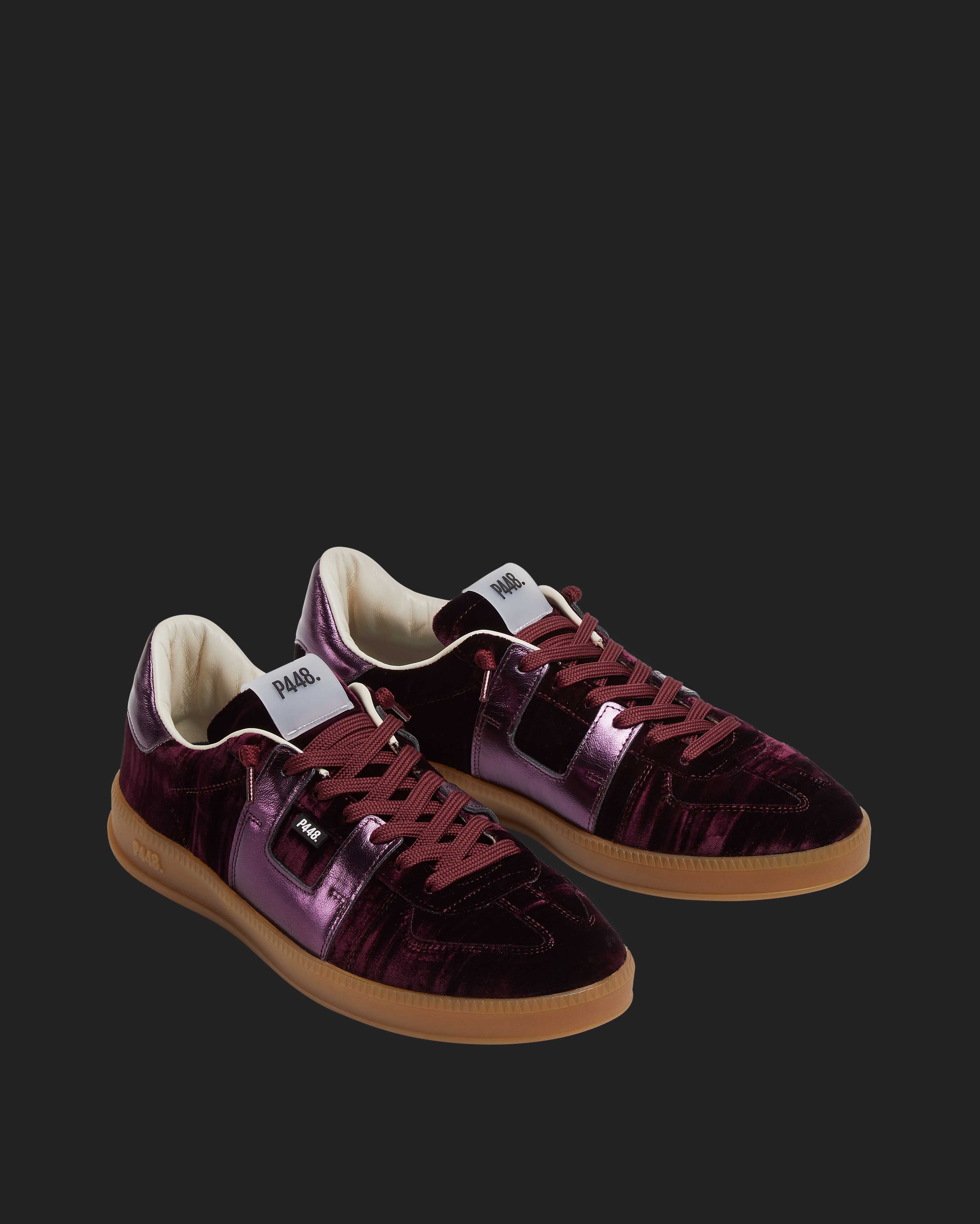 Monza Velvet Royale - Women's Low-Top Burgundy Velvet Sneaker – P448
