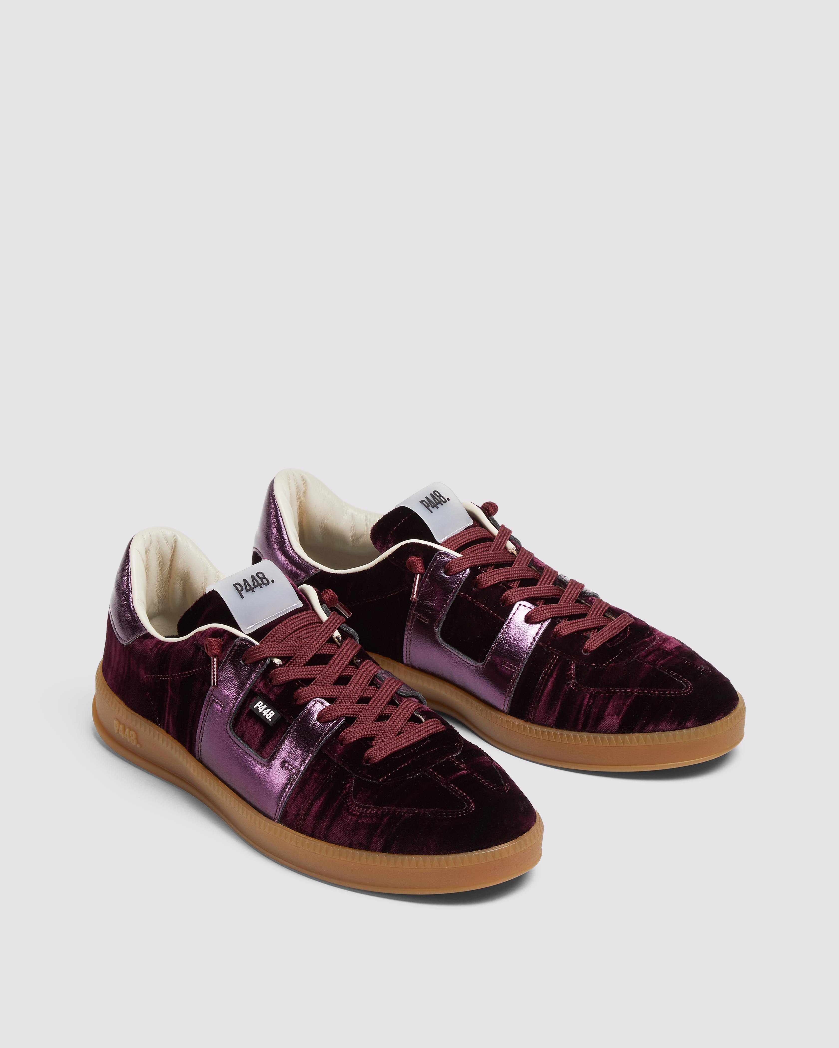 Monza Velvet Royale - Women's Low-Top Burgundy Velvet Sneaker – P448
