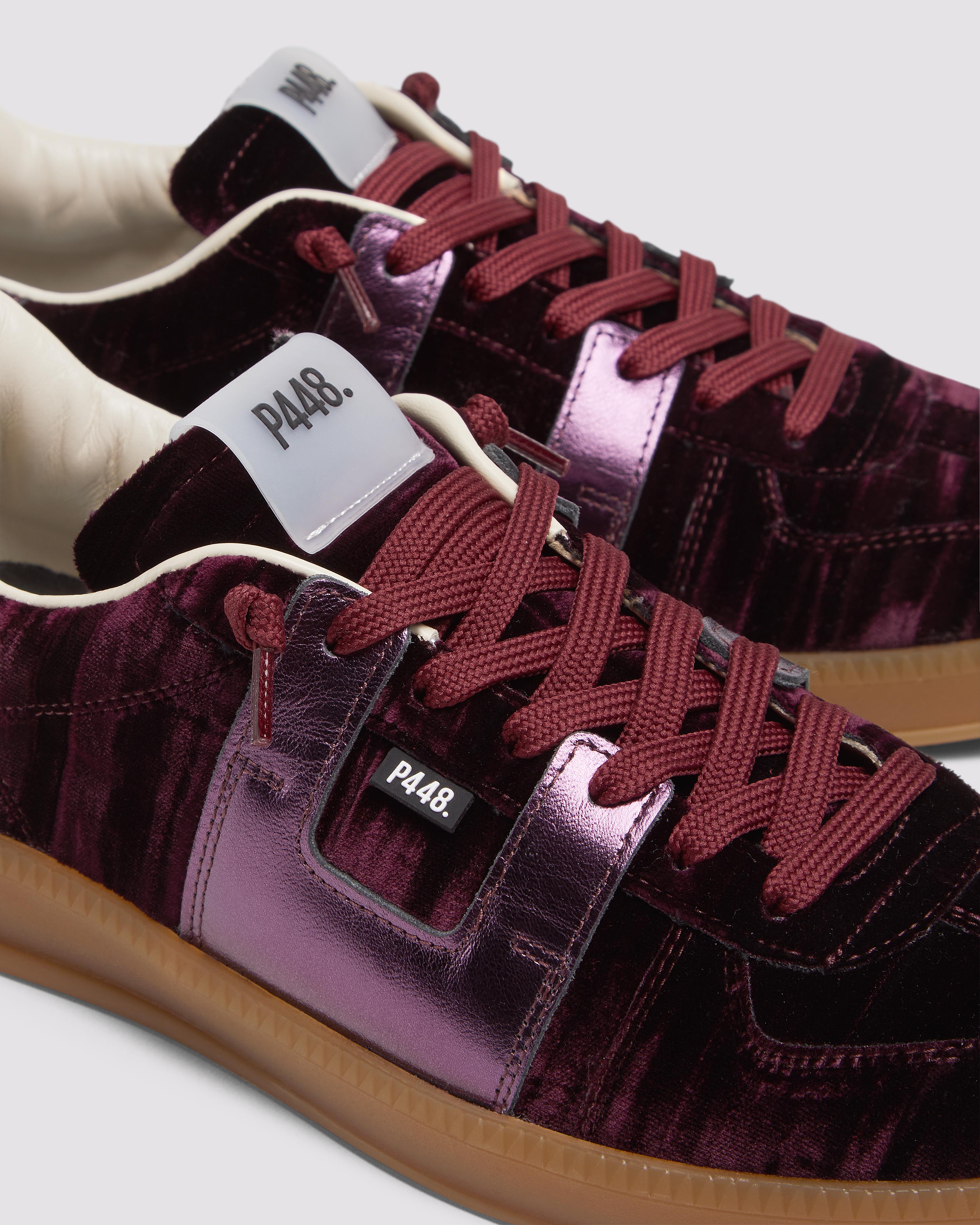 Monza Velvet Royale - Women's Low-Top Burgundy Velvet Sneaker – P448