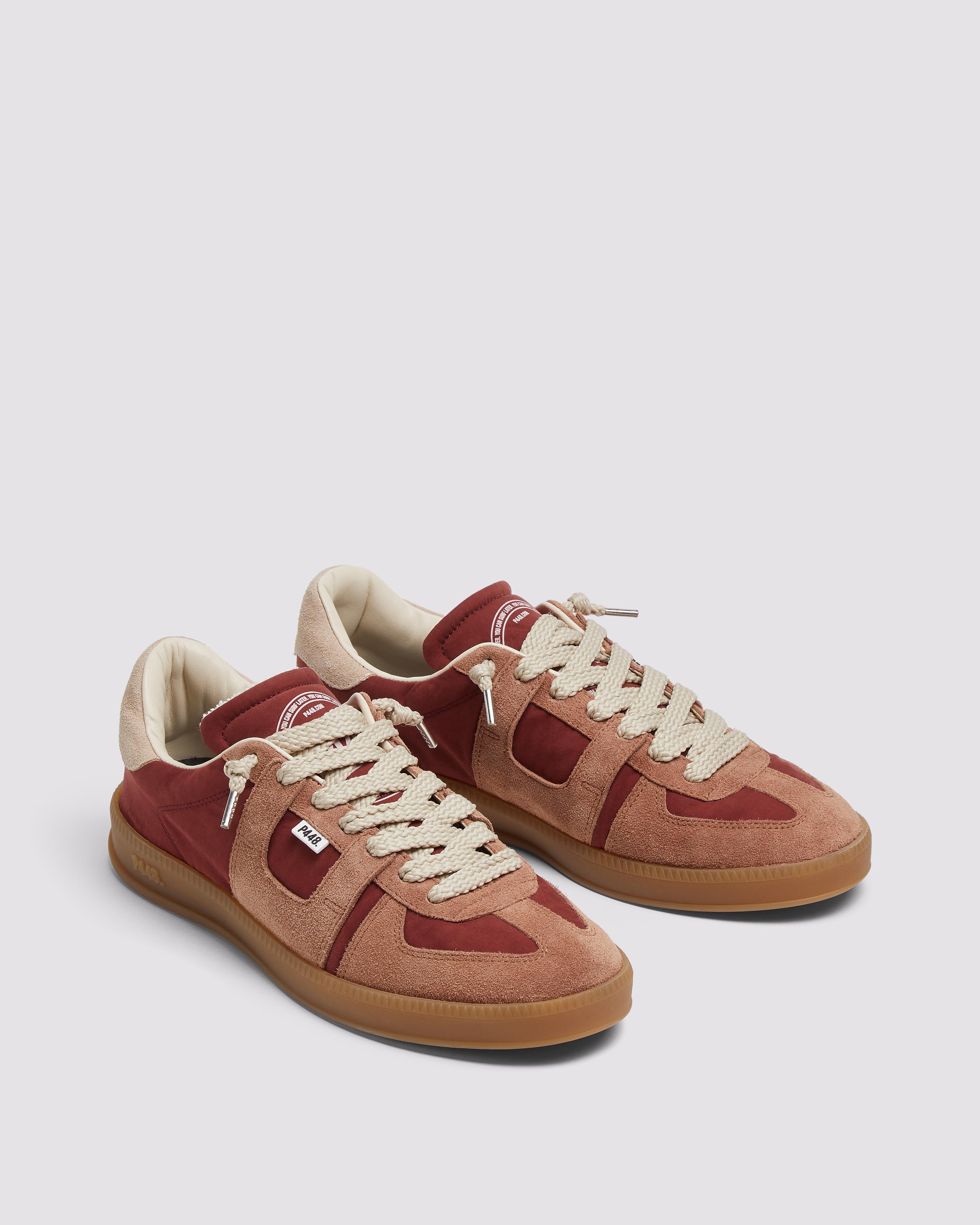 Monza Crimson - Men's Low-Top Dark Brown Nylon Sneaker – P448