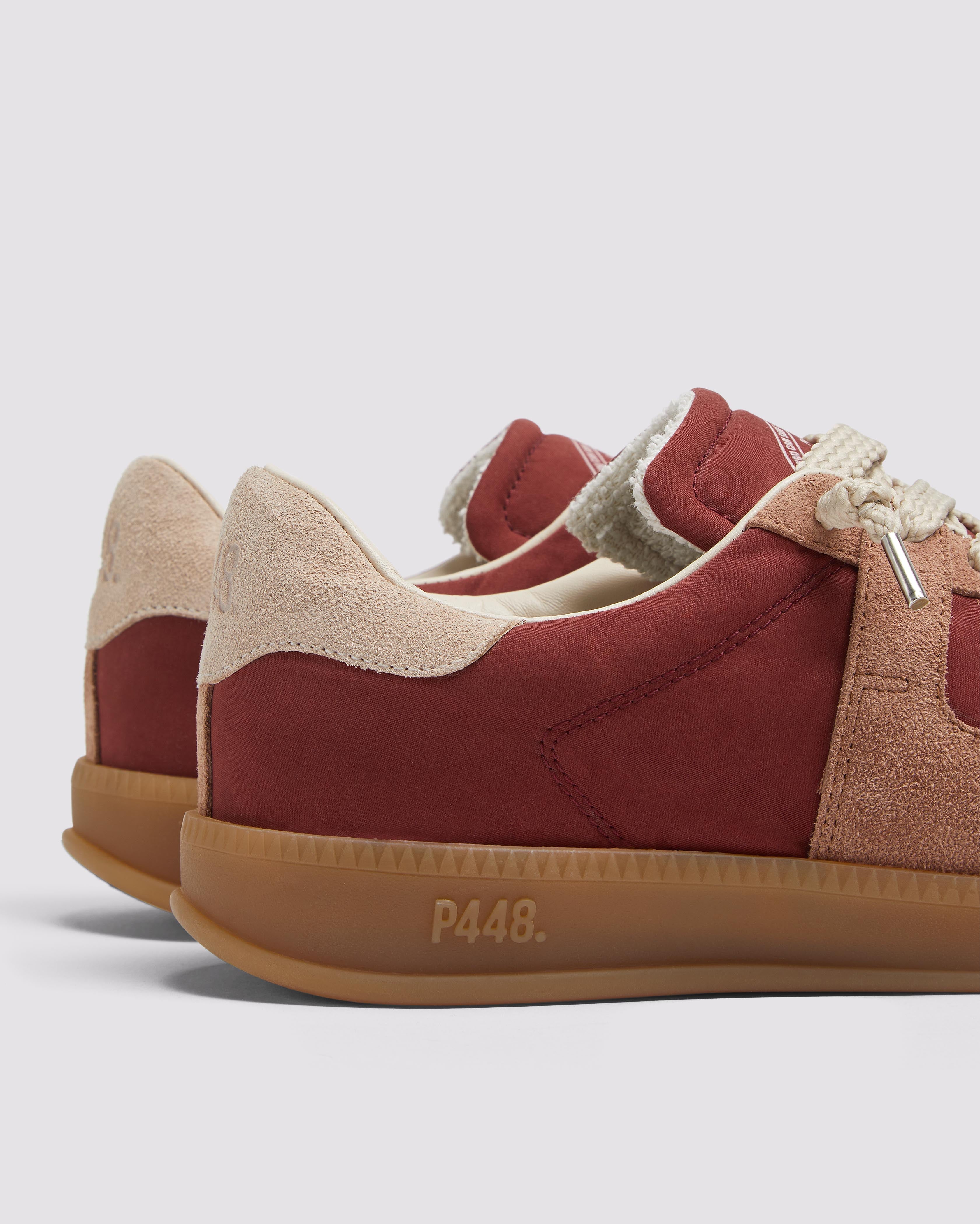 Monza Crimson - Men's Low-Top Dark Brown Nylon Sneaker – P448