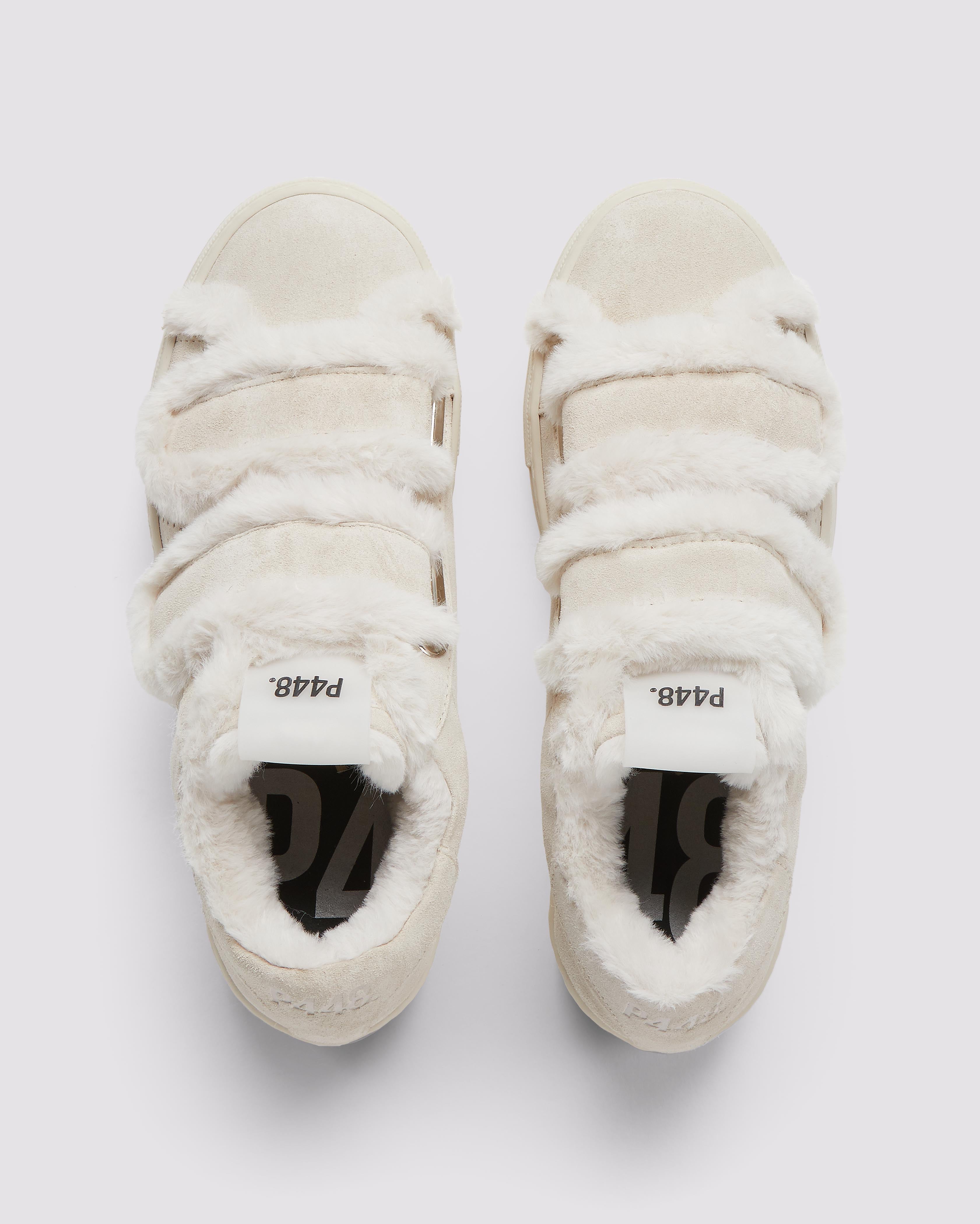 Thea Sherpa Sand - Women's Platform Beige Strap Sneaker – P448