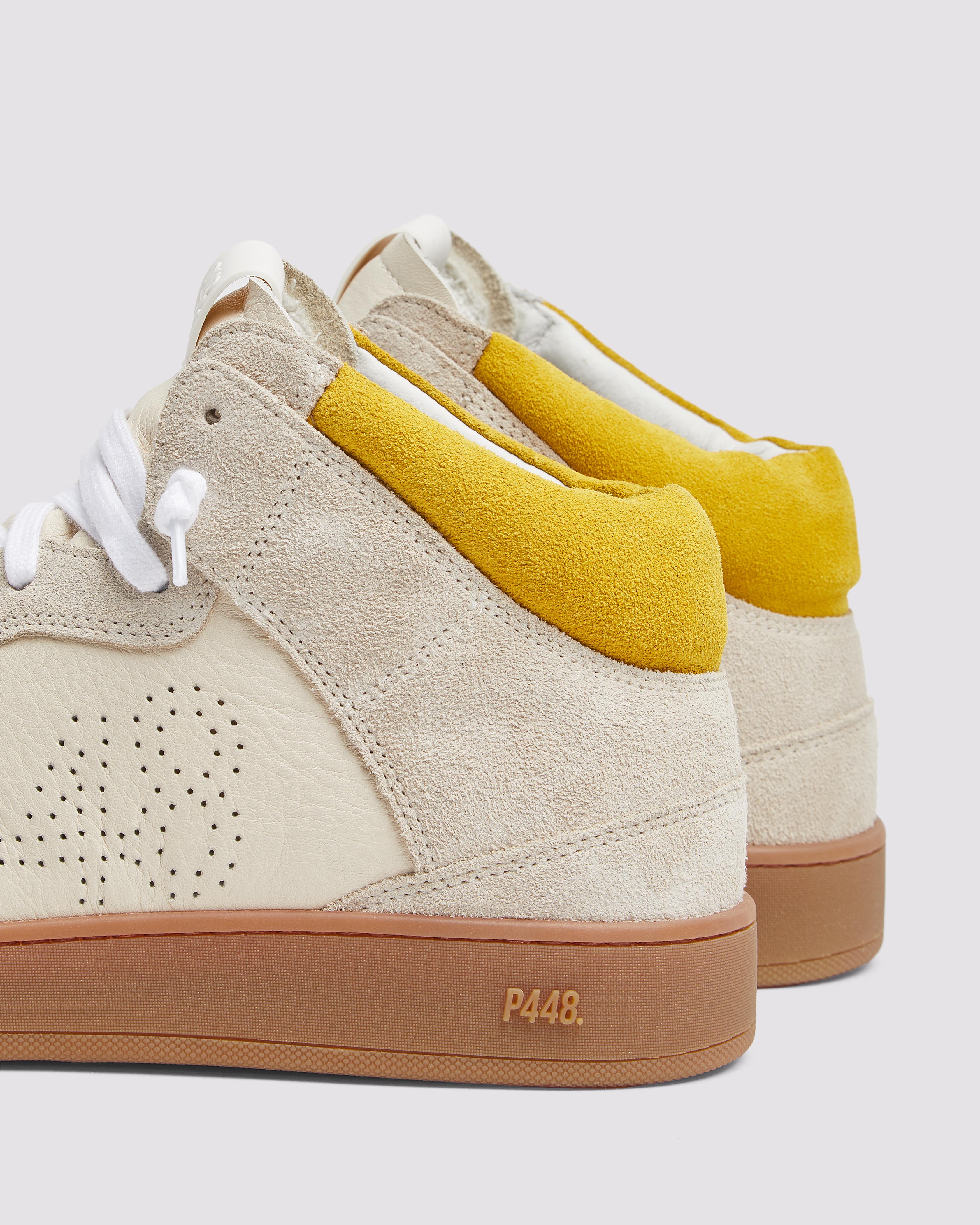 Vert Mid Senlia - Men's High-Top Cream & Yellow Sneaker – P448