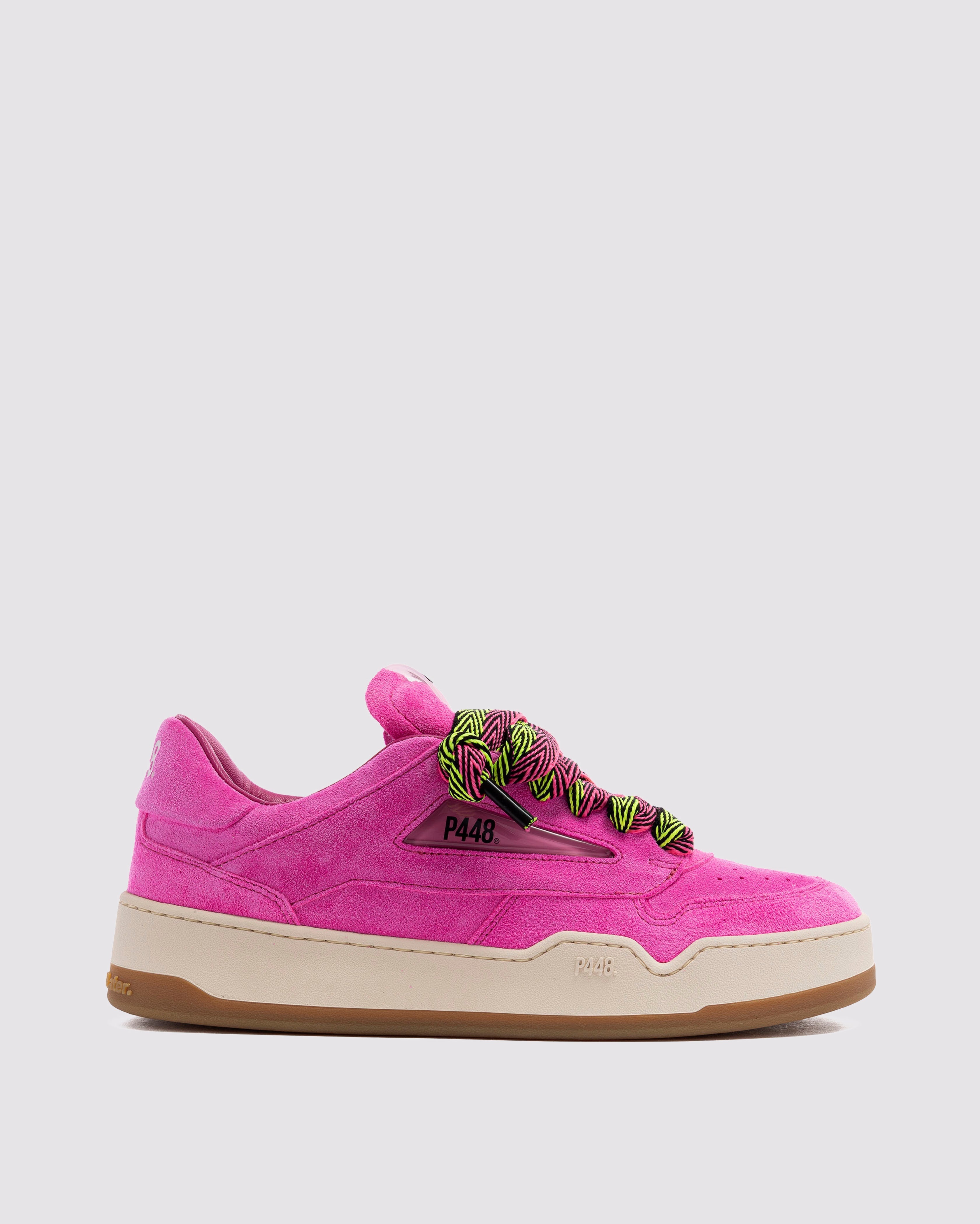 Brixton Neon/Fuchsia - Women's Low-Top Fuchsia Suede Sneaker – P448