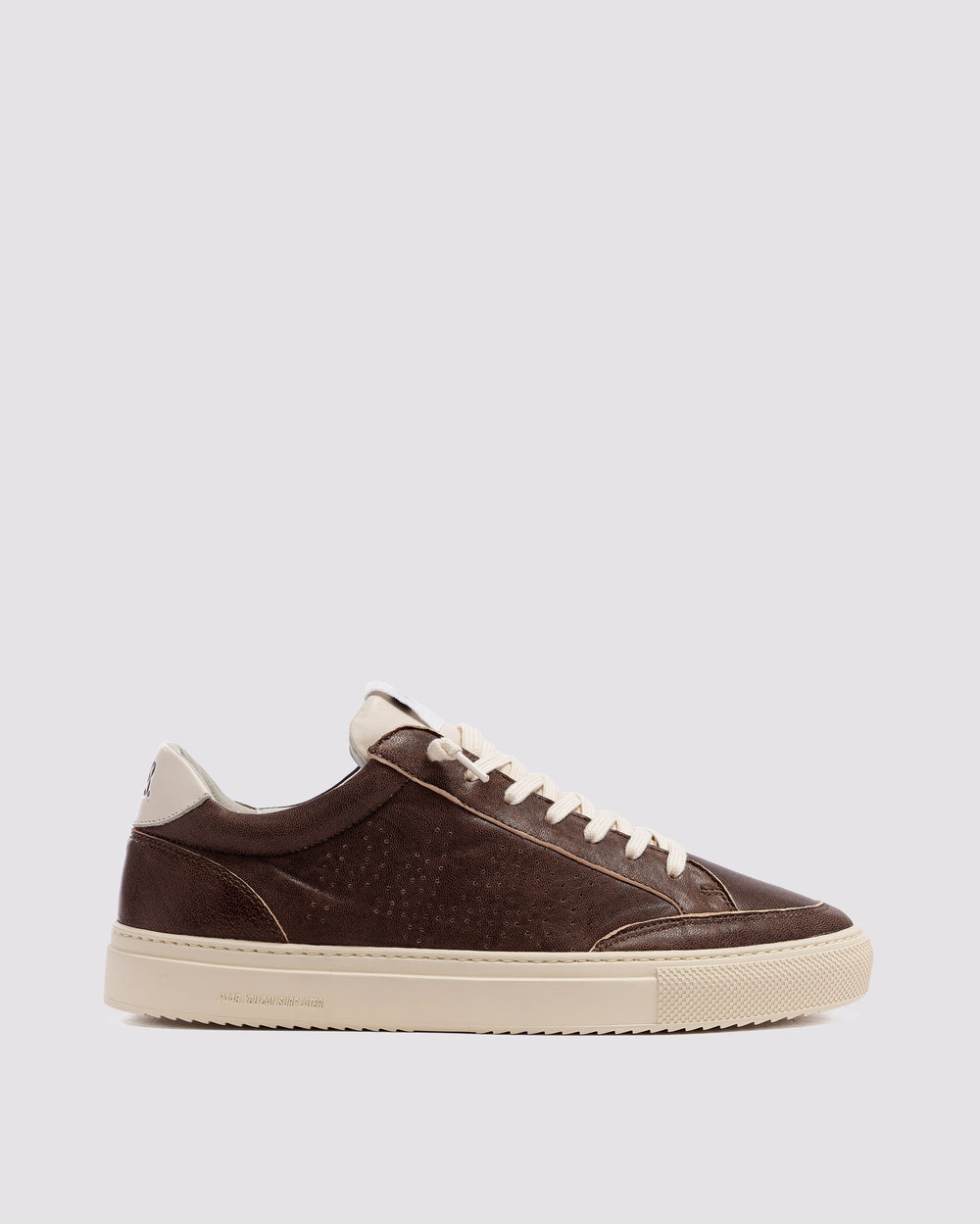 Side angle of brown sneakers