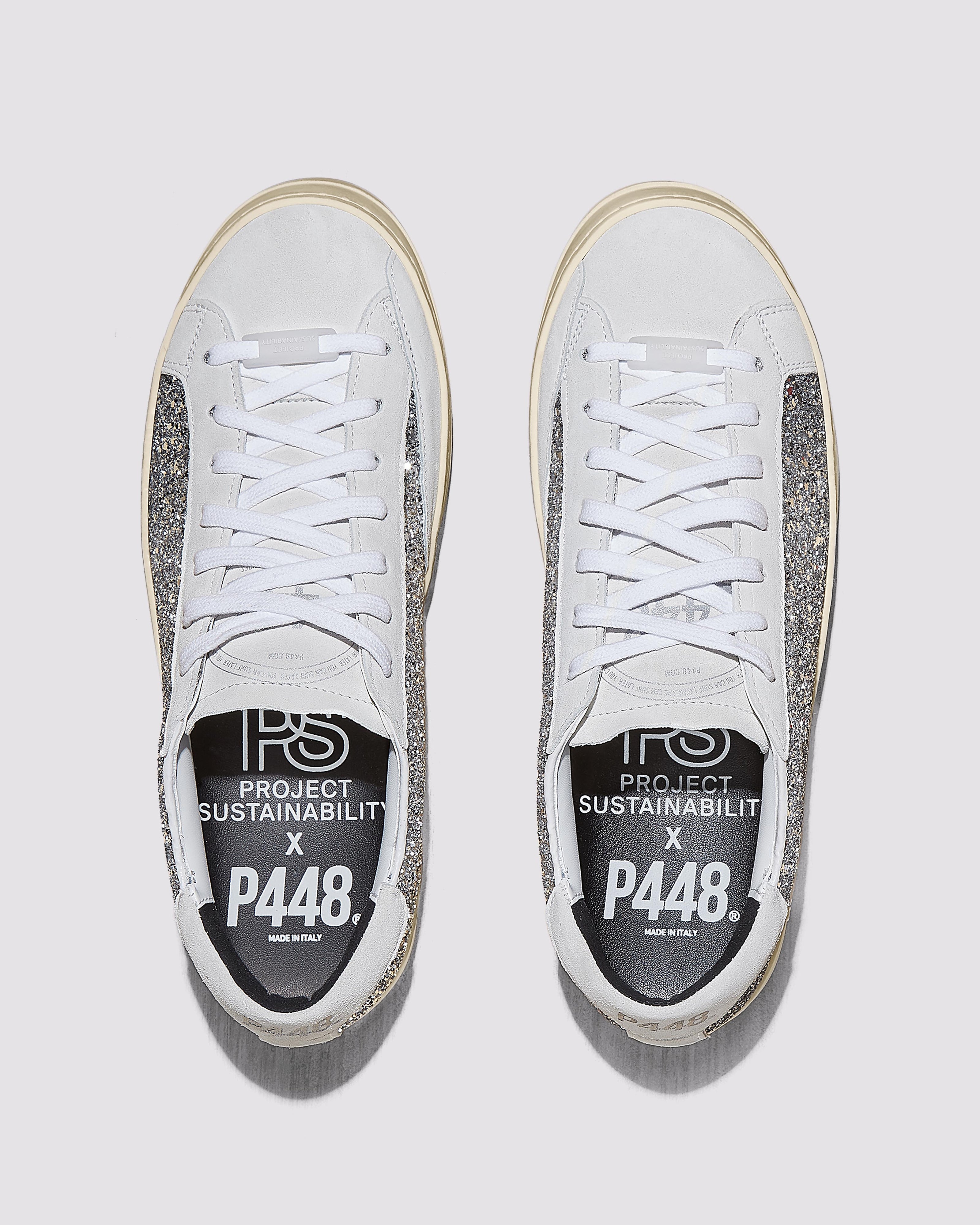 John Recycled White/Silver Sneaker – P448 - Main Image