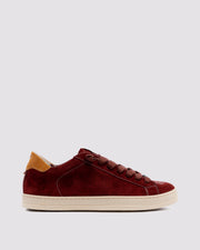 Side angle of red sneakers