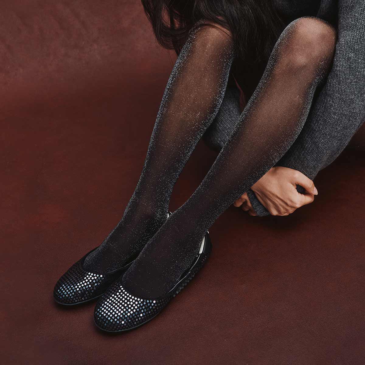 Stella Sequin - Black Silver - Women's Slip-On | P448
